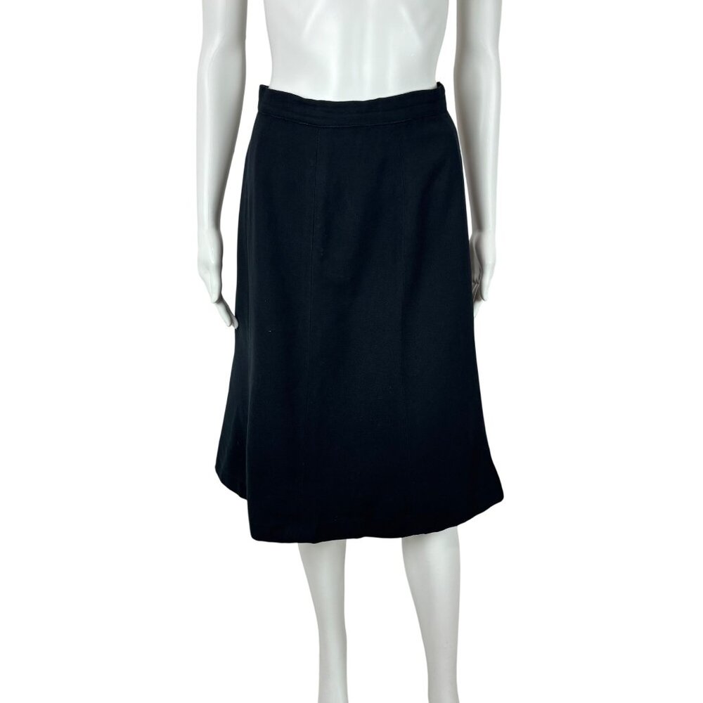 Vintage 50s Black Skirt Womens Small Classic Solid A Line Knee Length